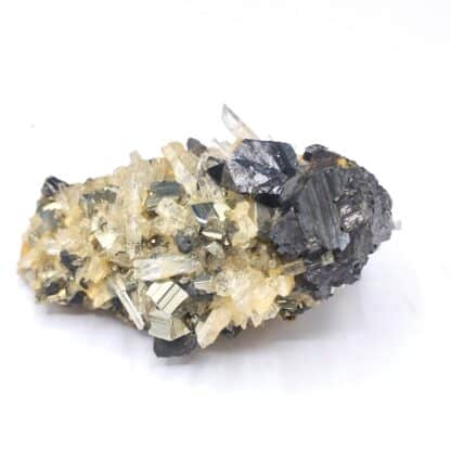 Blende (Sphalérite), Pyrite & Quartz, Huanzala, Pérou.