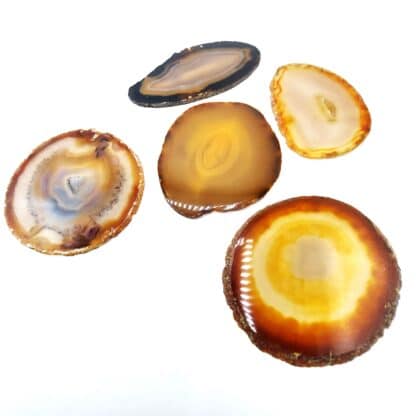 Agates (lot de 5), Rio Grande do Sul, Brésil.