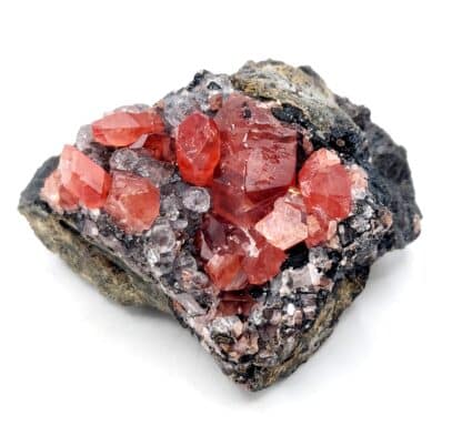 Rhodochrosite, fluorite, Mine d'Uchucchacua, Lima , Pérou.