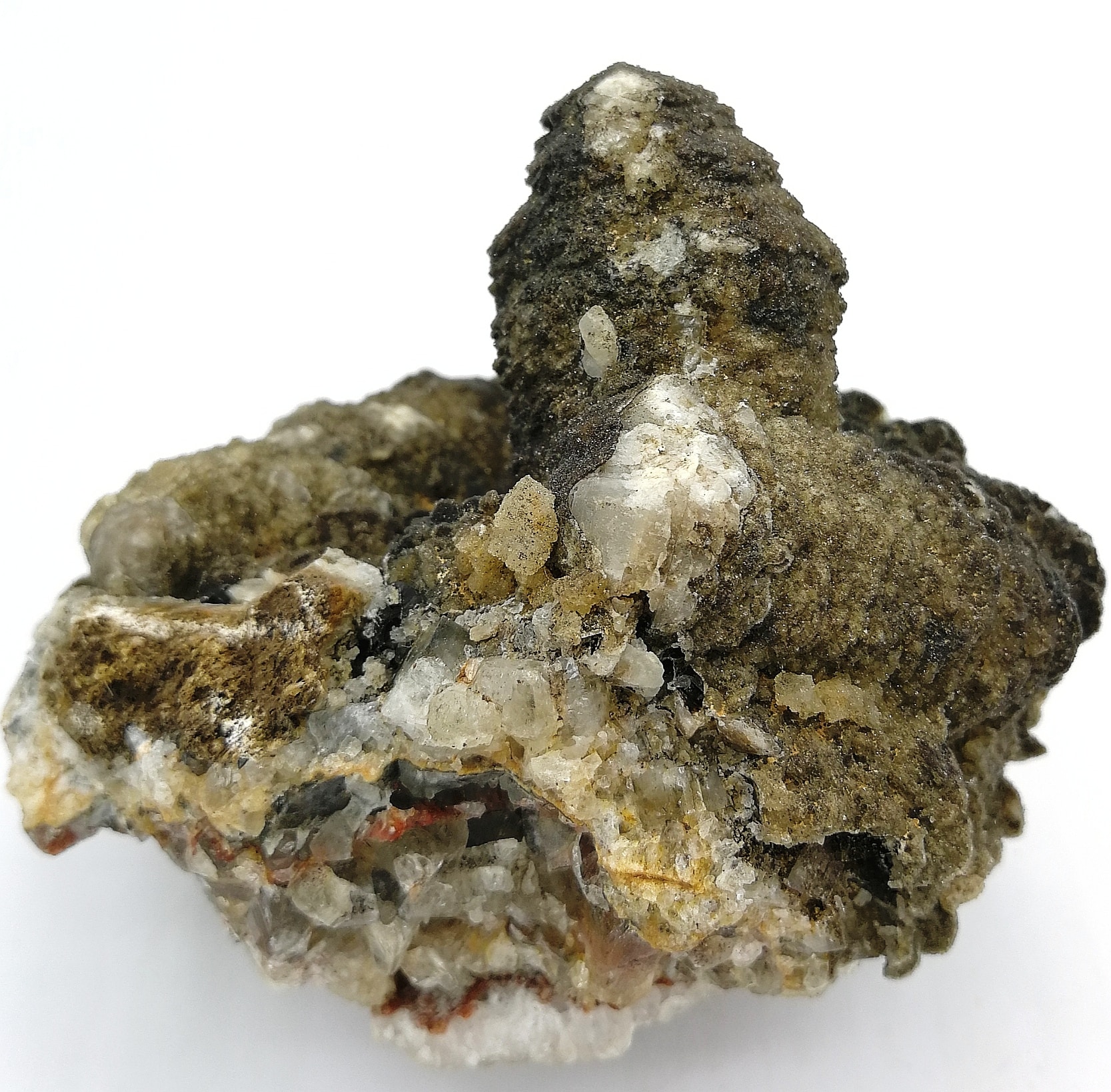 Calcite ferrifère, fluorite, Rocher du Bœuf , Argentolle,, Saône et Loire